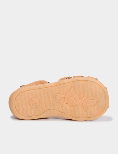 Sandales en cuir semelle souple camel b&eacute;b&eacute; gar&ccedil;on