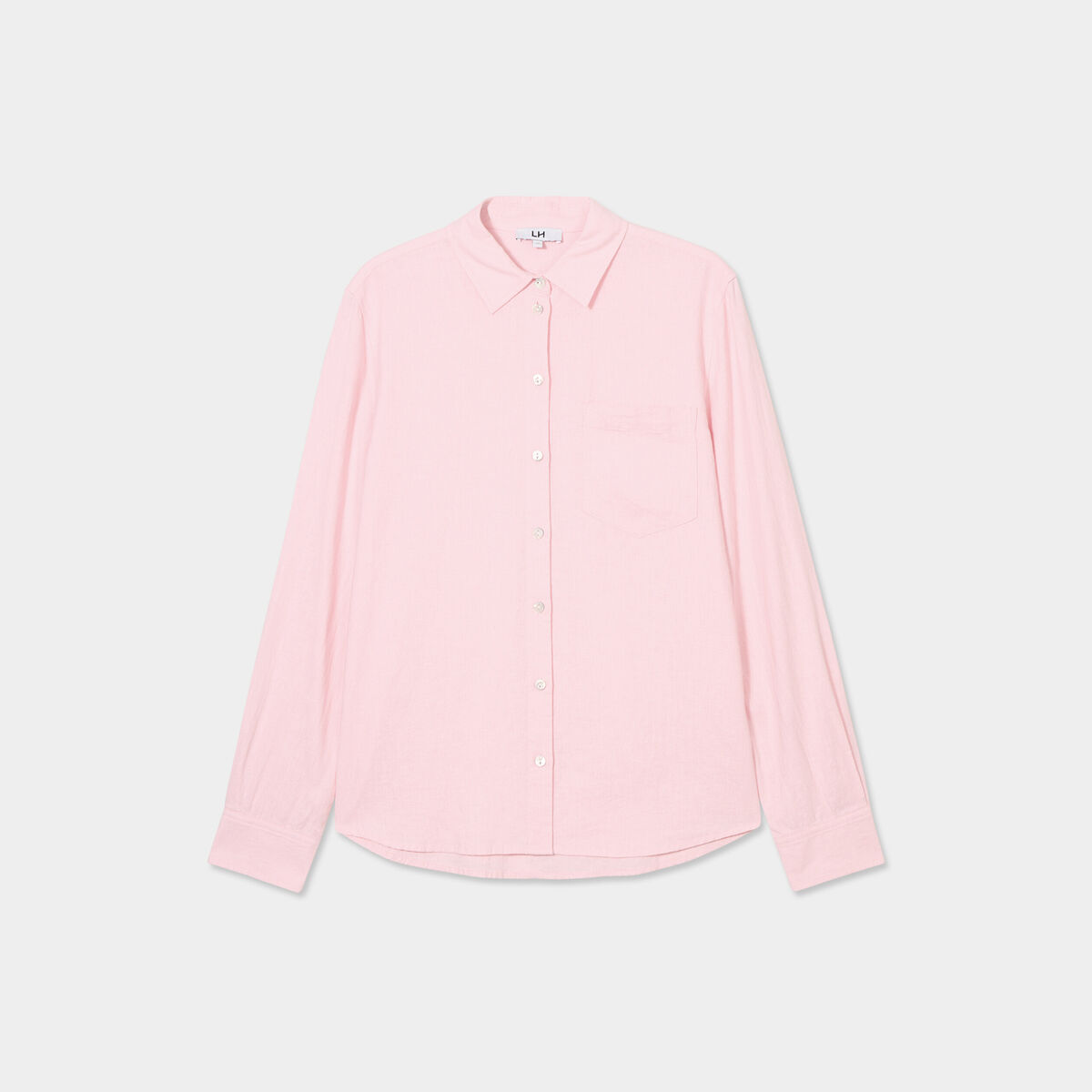 Chemise lin mélangé manches longues rose clair femme