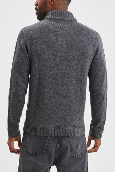 Pull camionneur boutonné gris foncé homme