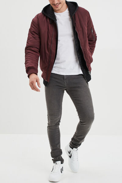 Veste bomber zippée prune homme