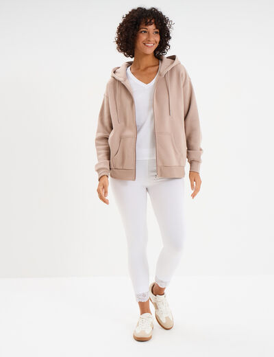 Legging 7/8ème avec dentelle blanc femme