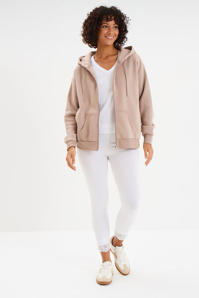 Legging 7/8&egrave;me avec dentelle blanc femme