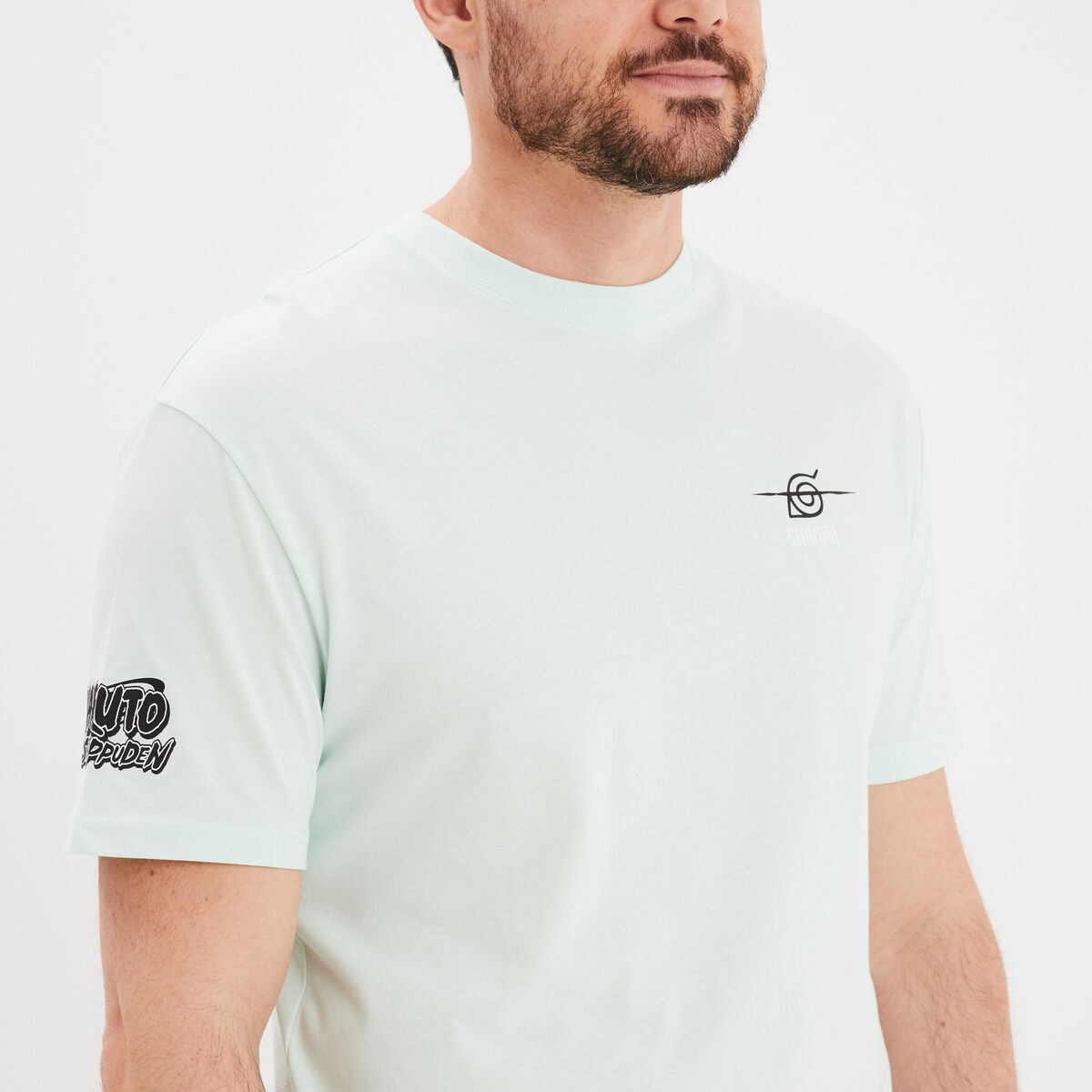 T-shirt col rond coton Naruto vert émeraude homme