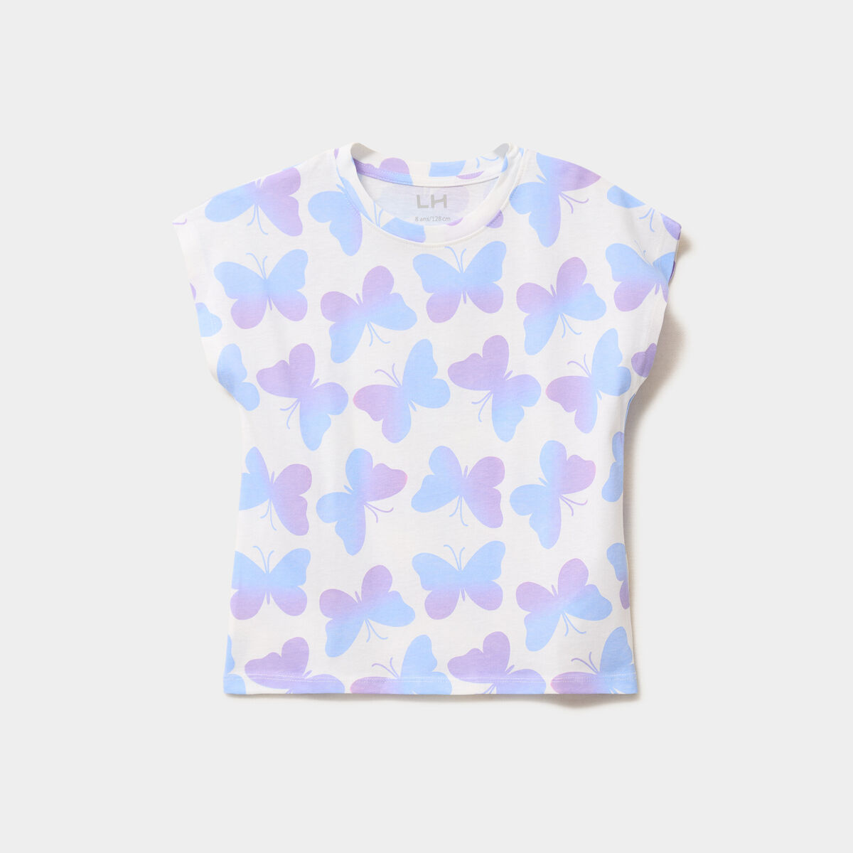 T-shirt manches courtes coton ecru fille