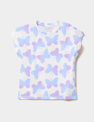 T-shirt manches courtes coton ecru fille