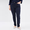 Pantalon droit taille haute extensible bleu marine femme grande taille