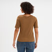 T-shirt col rond manches courtes coton beige femme