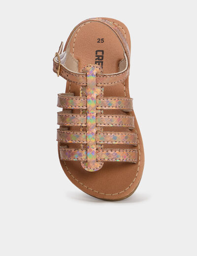 Sandales &agrave; multibrides couleur argent fille