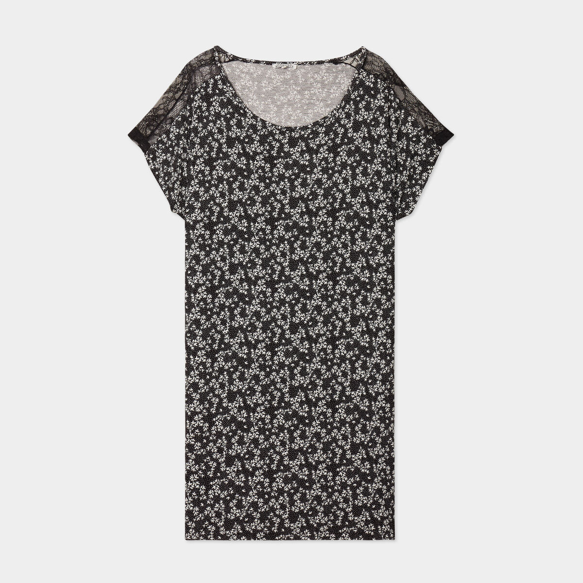 Chemise de nuit manches courtes noir femme grande taille