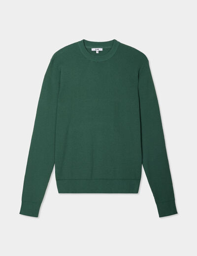 Pull avec col rond à relief vert menthe homme
