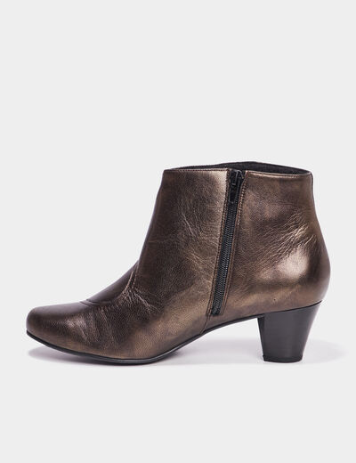 Bottines confort bout pointu en cuir marron femme