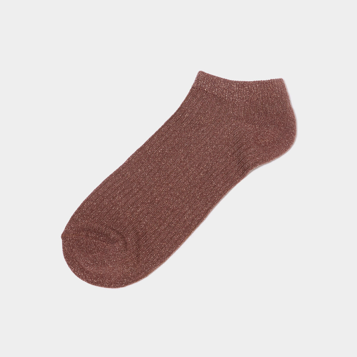 Lot 5 paires chaussettes c&ocirc;tel&eacute;es marron fonc&eacute; femme