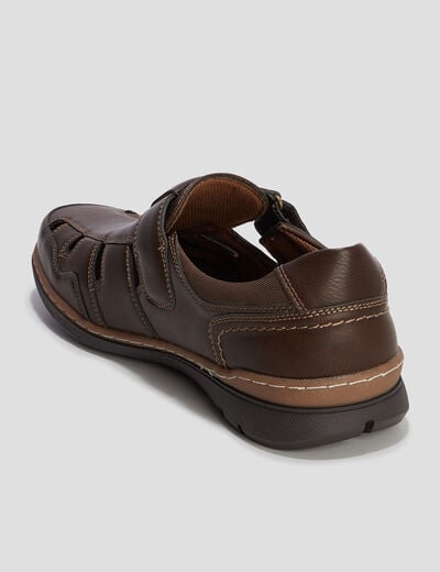 Sandales à scratchs marron homme