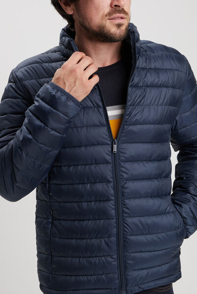 Doudoune droite légère col montant bleu marine homme