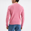 Pull en maille textur&eacute;e col rond rose homme