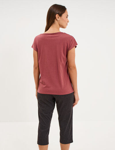 Ensemble pyjama corsaire t-shirt rose framboise femme