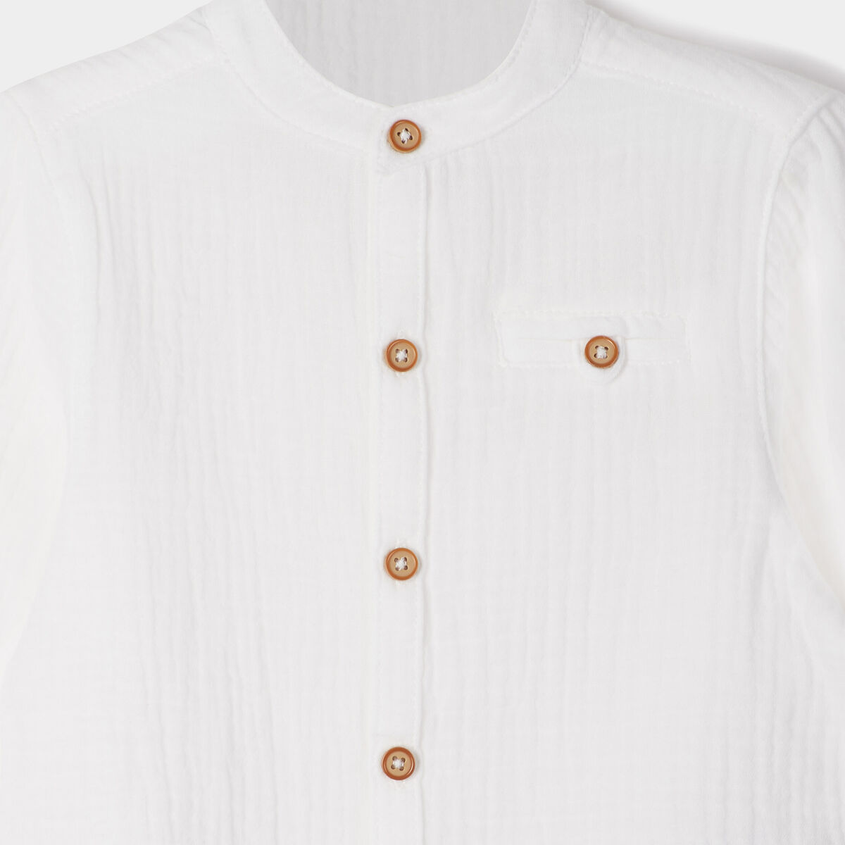 Chemise manches longues col mao coton blanc bébé garçon