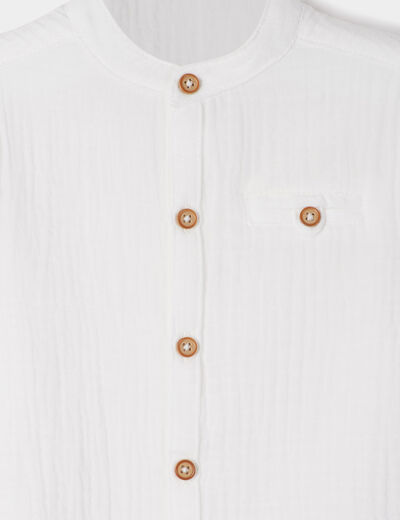 Chemise manches longues col mao coton blanc bébé garçon