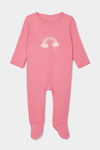 Dors-bien coton manches longues rose fushia bébé fille