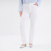 Pantalon droit taille haute extensible blanc femme grande taille