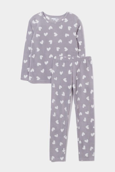 Ensemble pyjama pantalon pilou gris fille