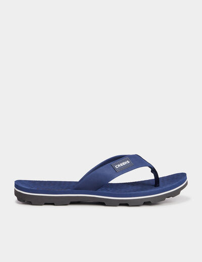 Tongs semelle crantée bleu marine homme