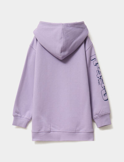 Sweat hoodie oversize à capuche Stitch parme fille