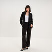 Pantalon droit effet cr&ecirc;pe &agrave; pinces noir femme
