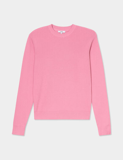Pull avec col rond à relief rose homme