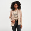 Veste blazer droite boutonnée 2 poches sable femme