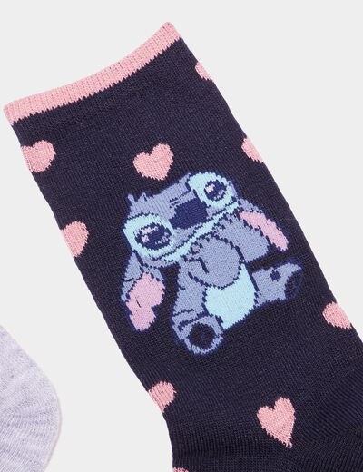 Lot 3 paires chaussettes Stitch parme fille
