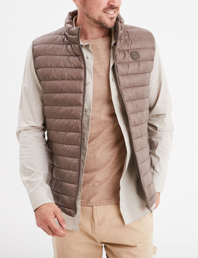 Doudoune sans manches l&eacute;g&egrave;re d&eacute;perlante taupe homme