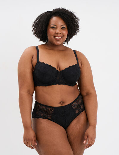 Shorty en dentelle noir femme grande taille