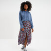 Jupe midi fendue fluide marron femme
