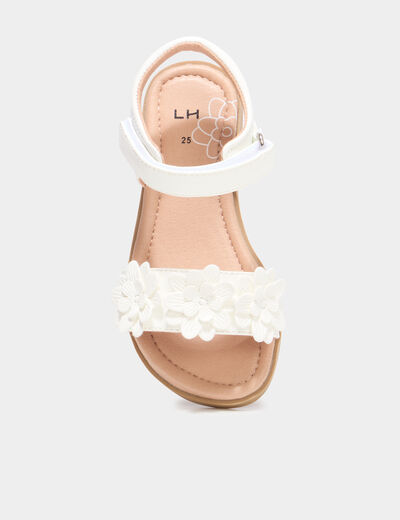 Sandales c&eacute;r&eacute;monie avec bride &agrave; scratch blanc fille