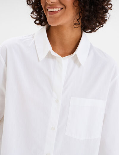 Chemise oversize 1 poche coton blanc femme