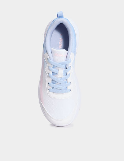 Baskets running &agrave; lacets blanc fille