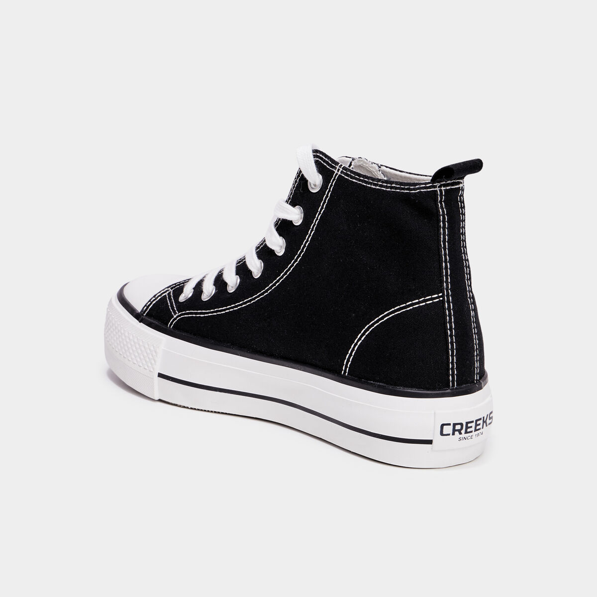 Baskets montantes &agrave; lacets Creeks noir femme
