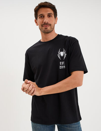 T-shirt relax manches courtes Spider-Man noir homme