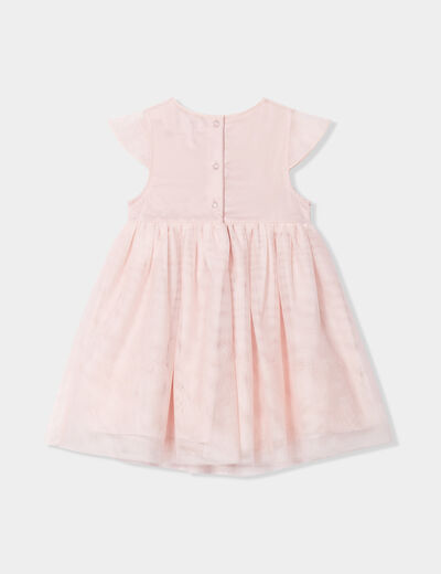 Robe cérémonie en dentelle évasée rose clair bébé fille