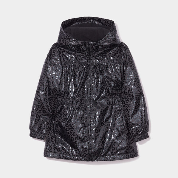 Parka cintrée à capuche doublure polaire noir fille