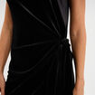 Robe effet velours longue noeud c&ocirc;t&eacute; noir femme