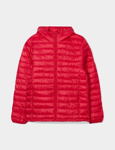 Doudoune légère déperlante à capuche rouge homme