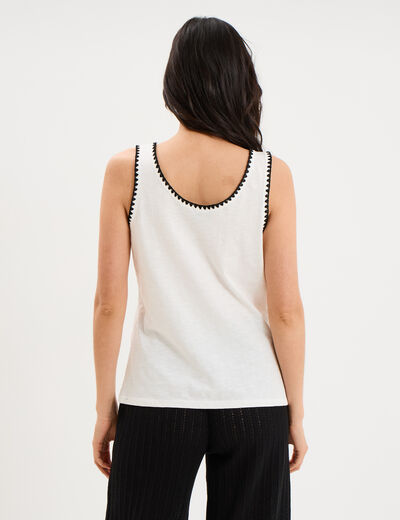 D&eacute;bardeur cintr&eacute; avec broderie coton blanc femme