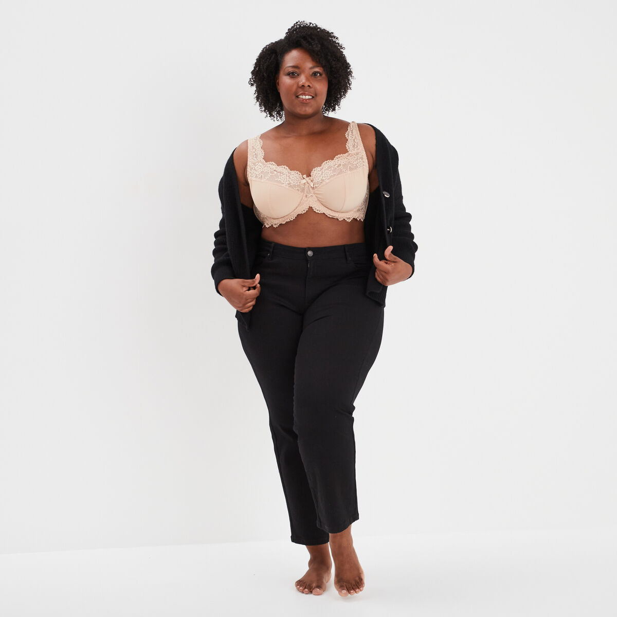 Soutien-gorge corbeille dentelle sable femme grande taille