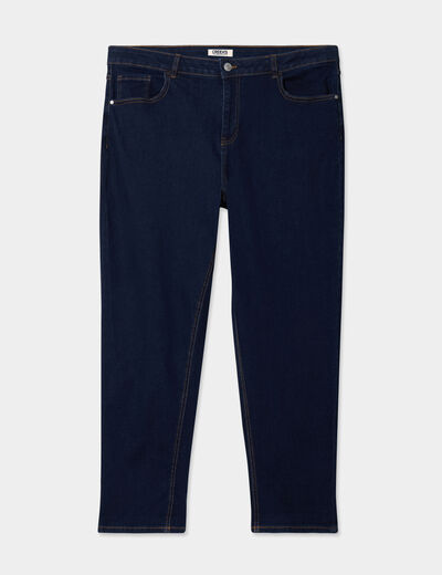 Jeans mom cropped taille haute denim brut femme grande taille