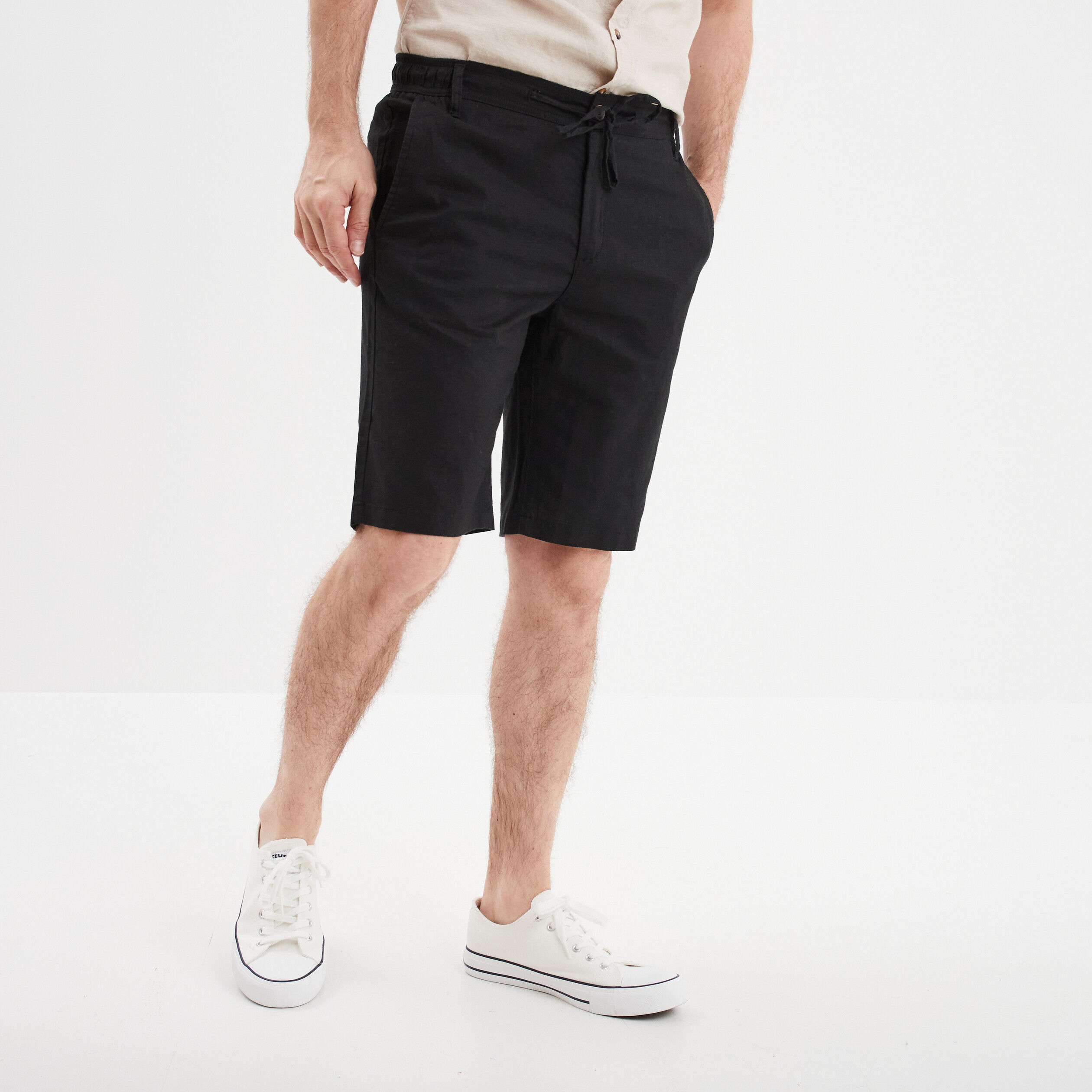 Bermuda chino à coulisse noir homme LH