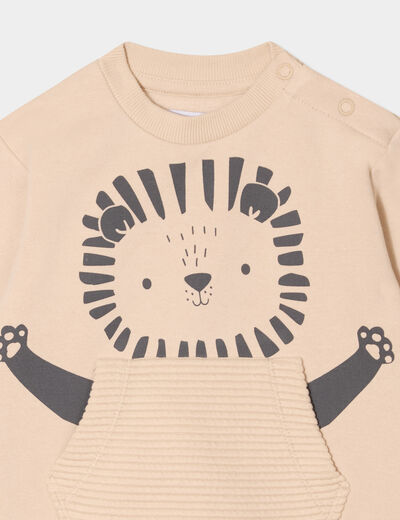 Sweat avec poche manches longues sable bébé garçon