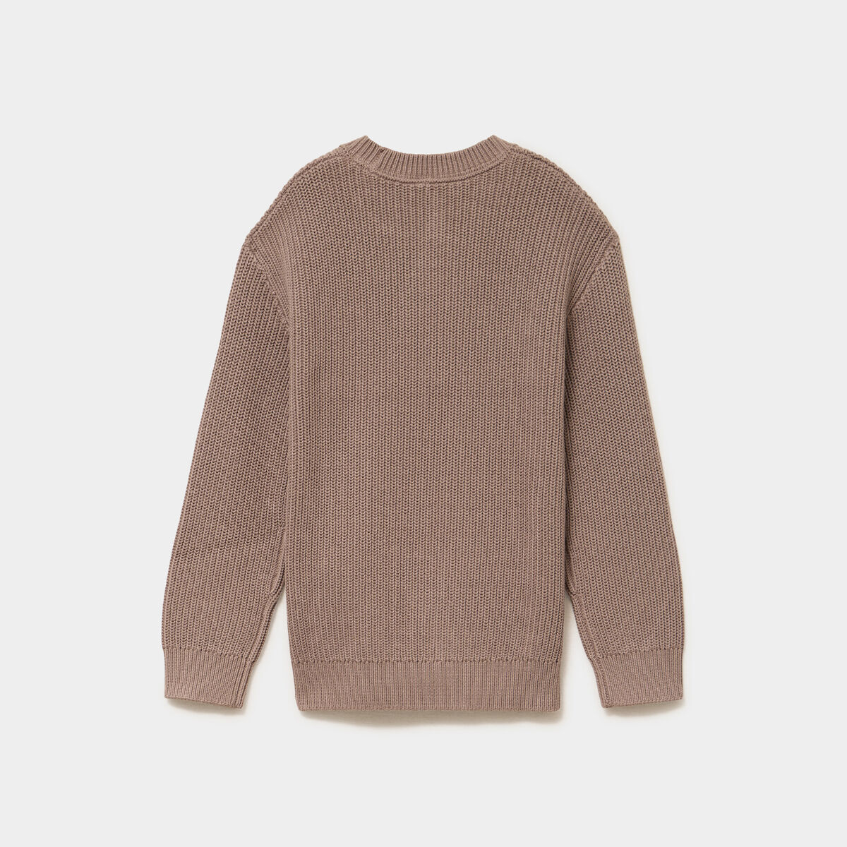 Pull col rond manches longues coton taupe gar&ccedil;on
