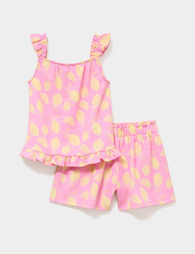 Ensemble 2 pi&egrave;ces d&eacute;bardeur et short rose fille